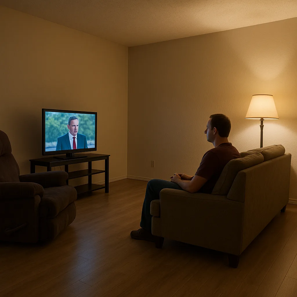 Sparsely Furnished Living Room with a Television