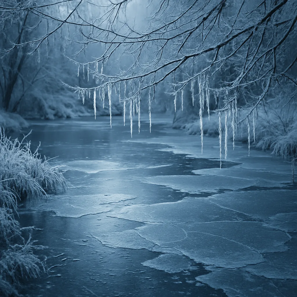 Pond Blanketed in Frost