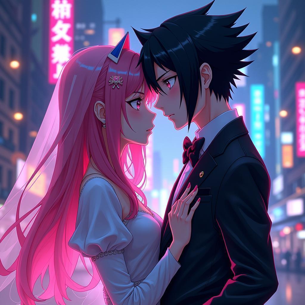 Sasuke and Sakura Neon Wedding Portrait