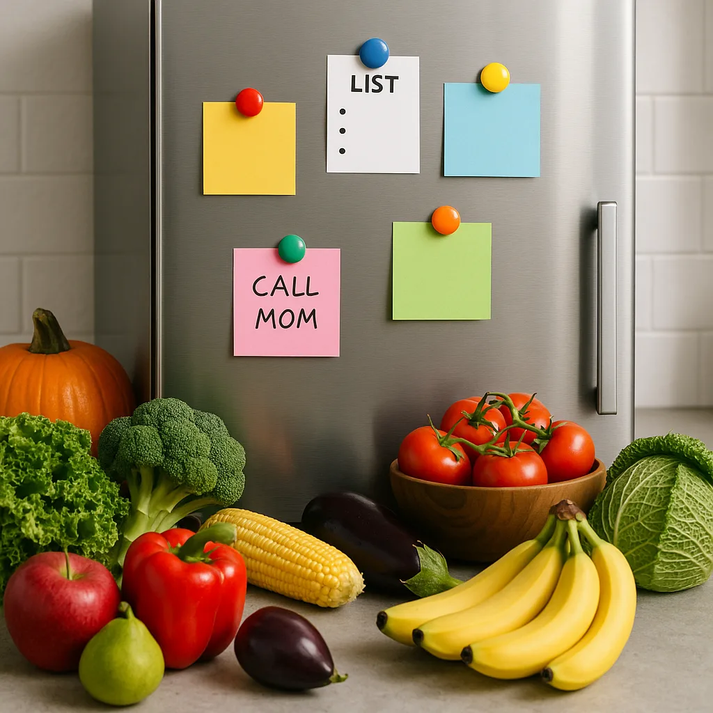 Kitchen Counter Filled with Fresh Fruits and Vegetables