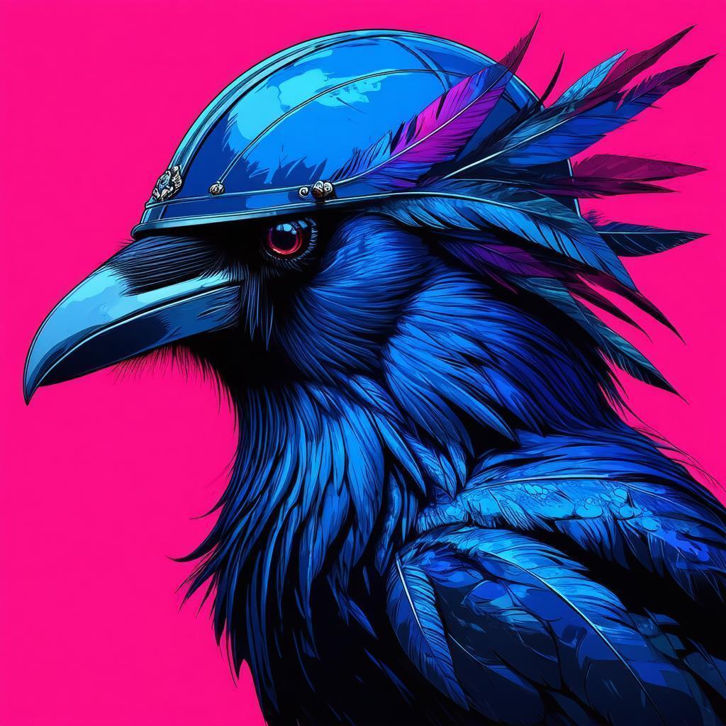 Raven Helmet With Feathered Manga Detail