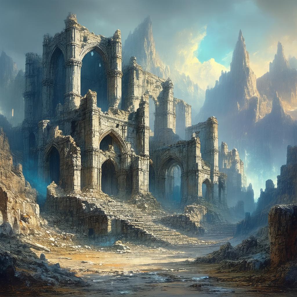 Crumbling Tower Ruins in Ethereal Fantasy Light