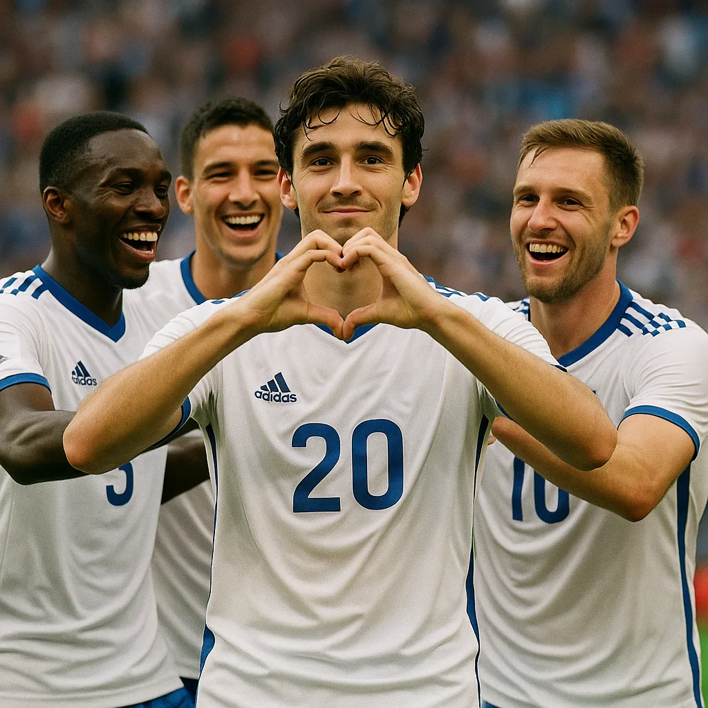 Soccer Player Wearing a White and Blue Jersey