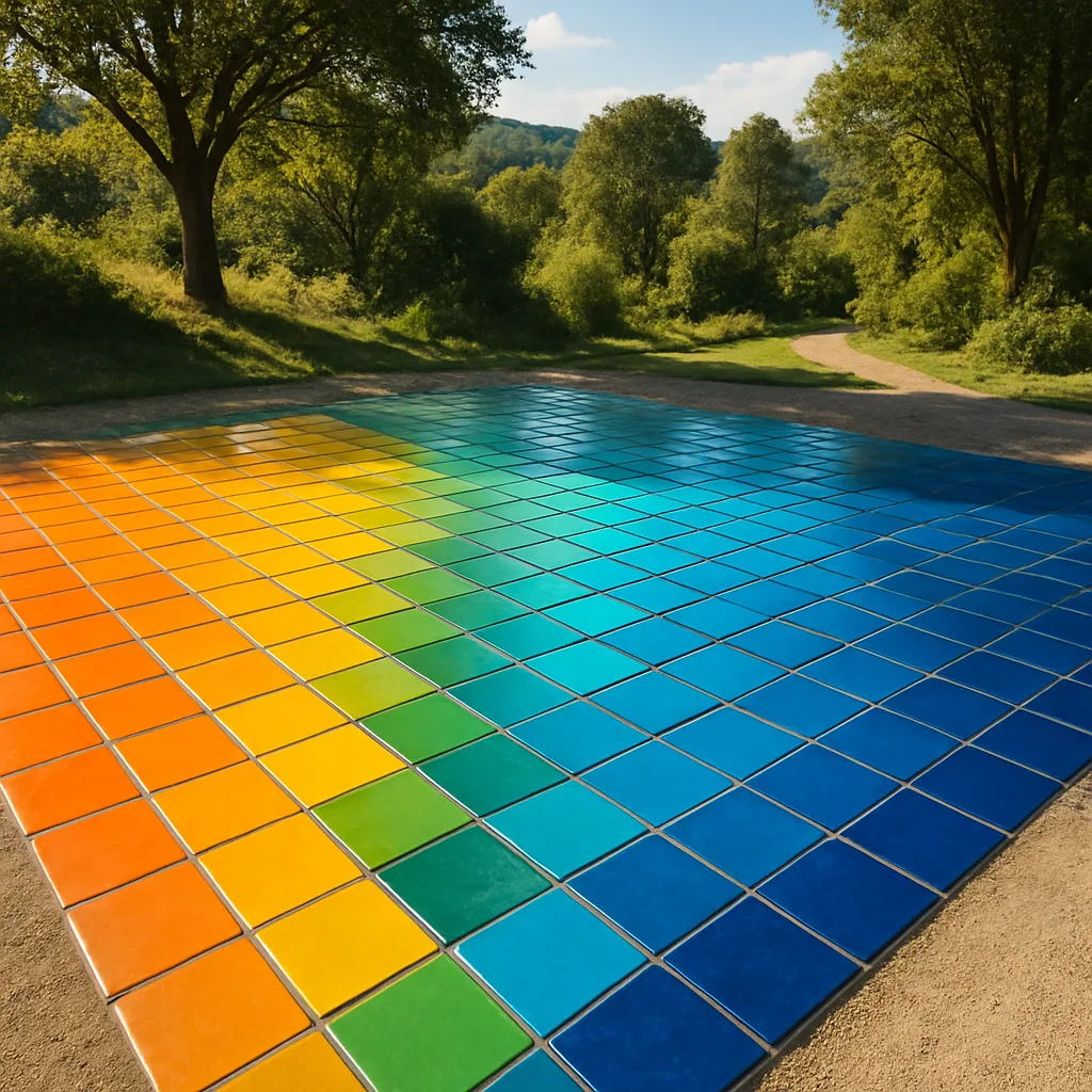 Artistic Outdoor Installation Showcases a Vibrant Grid of Vividly