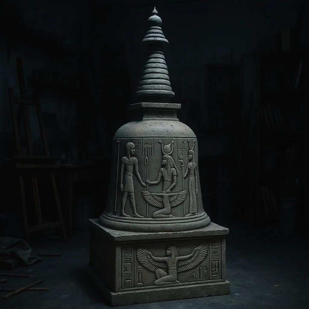 Single Stupa Featuring Egyptian Mythological Carvings
