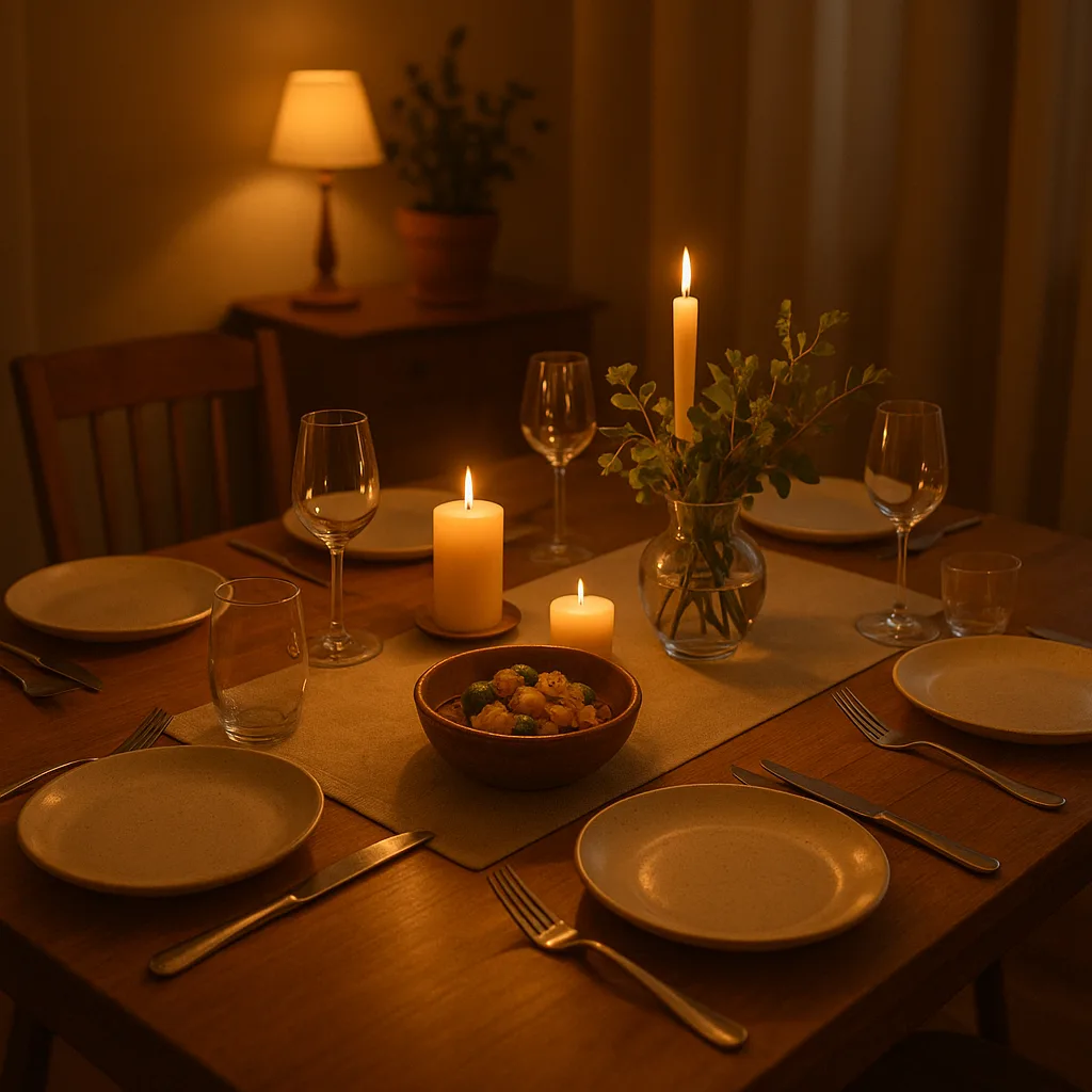 Dining Table Prepared for a Meal