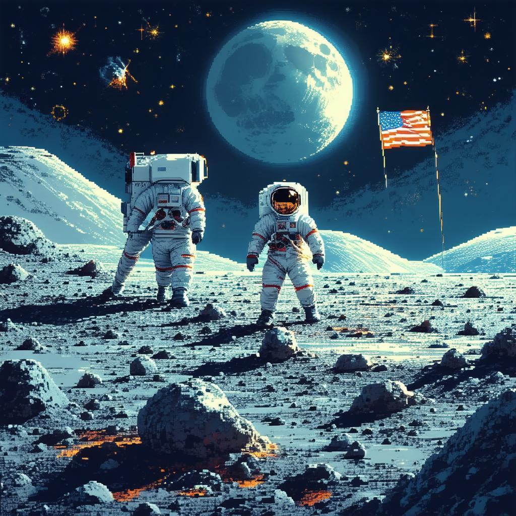 Moon Landing Retold in 8 Bit Pixels