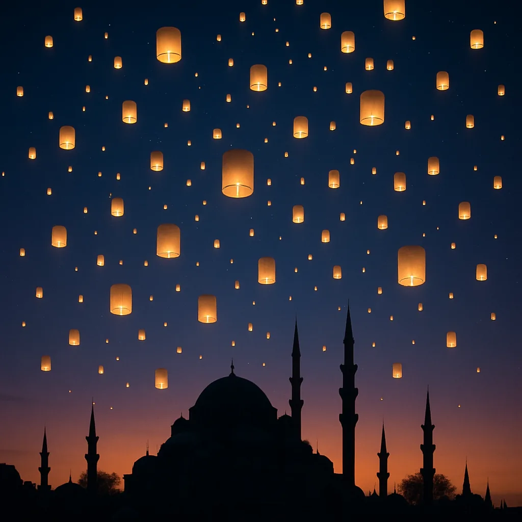 Innumerable Glowing Lanterns Drift Serenely Upwards