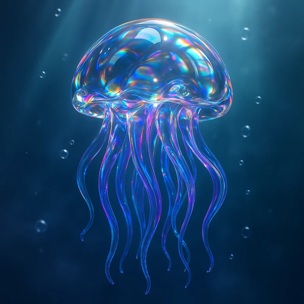 Enchanting Glass-like 3D Sculpture Resembling a Floating Jellyfish