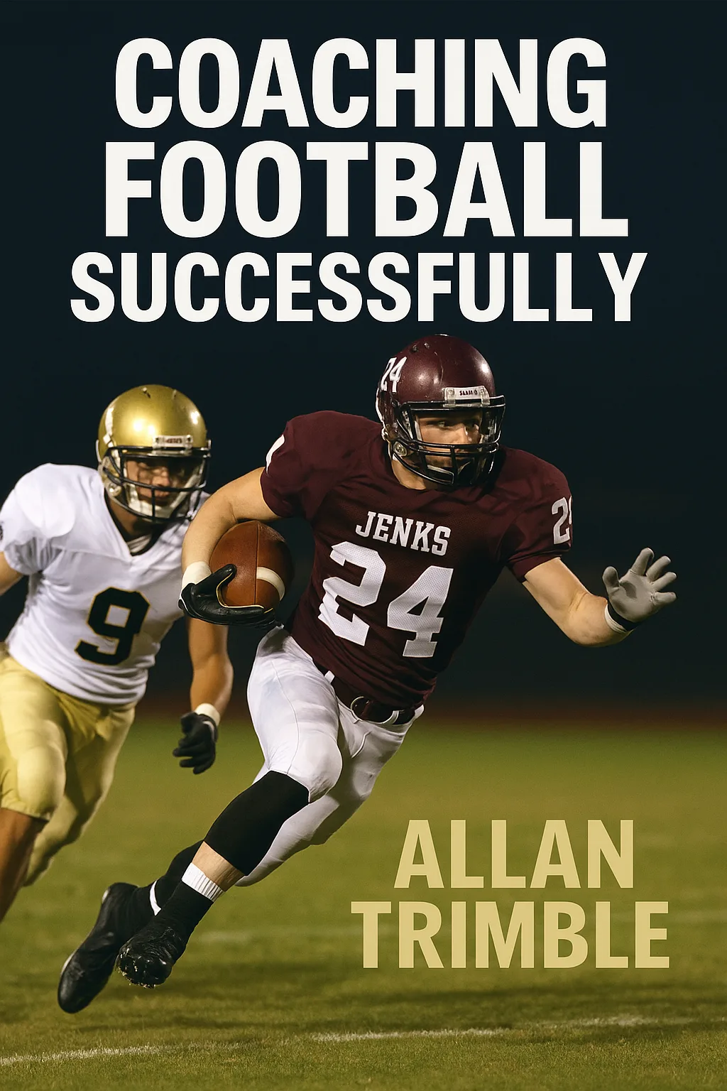 Football Player Wearing a Maroon Jenks Jersey Runs