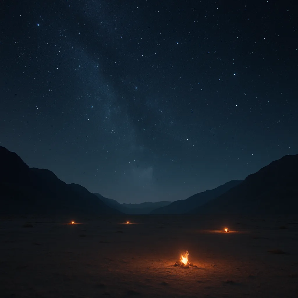 Sparse Scattering of Distant Campfires Glows Faintly Across an Immense