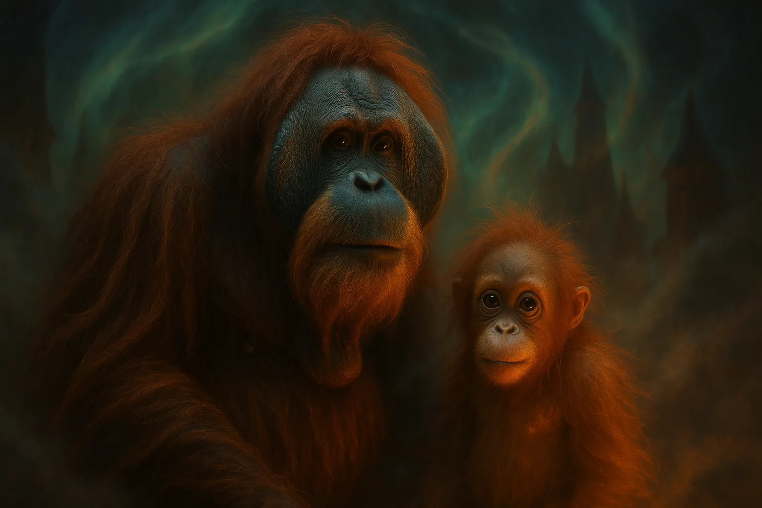 Elderly Orangutan with Wispy Fine Hairs