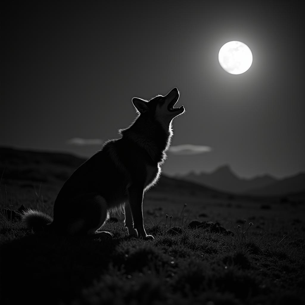 Fenrir Howling at the Nordic Moon
