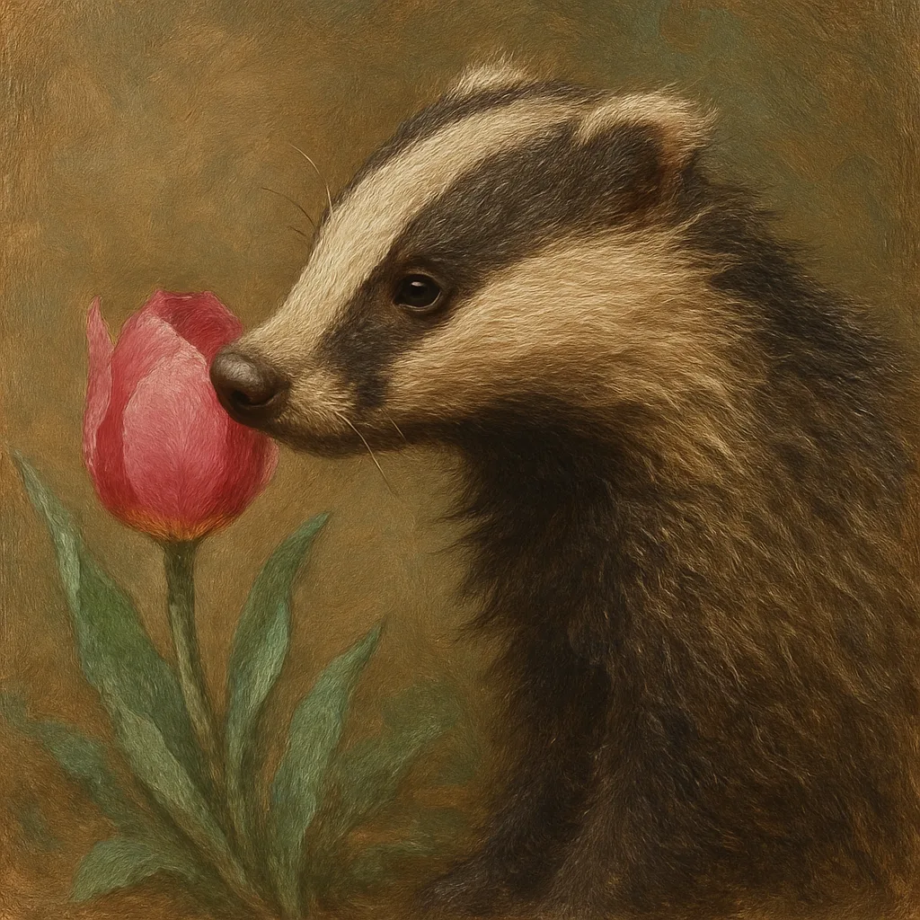 Exquisitely Detailed Oil Painting Depicts a Young Badger