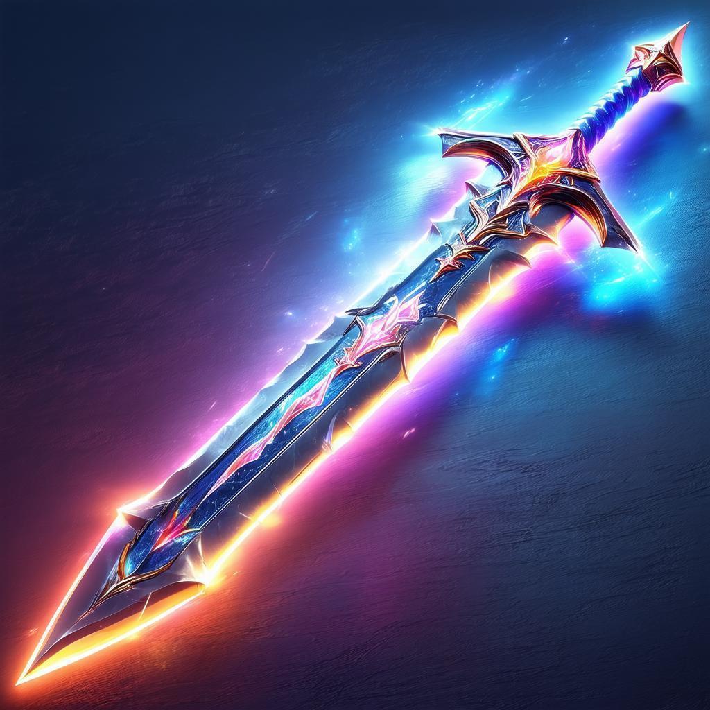 Digital Sword With Glowing Patterned Blade