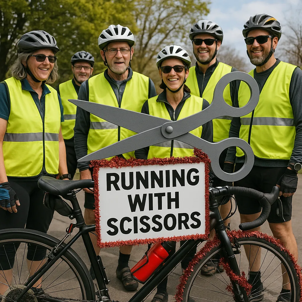 Group of Cyclists Wearing Yellow Vests Gather