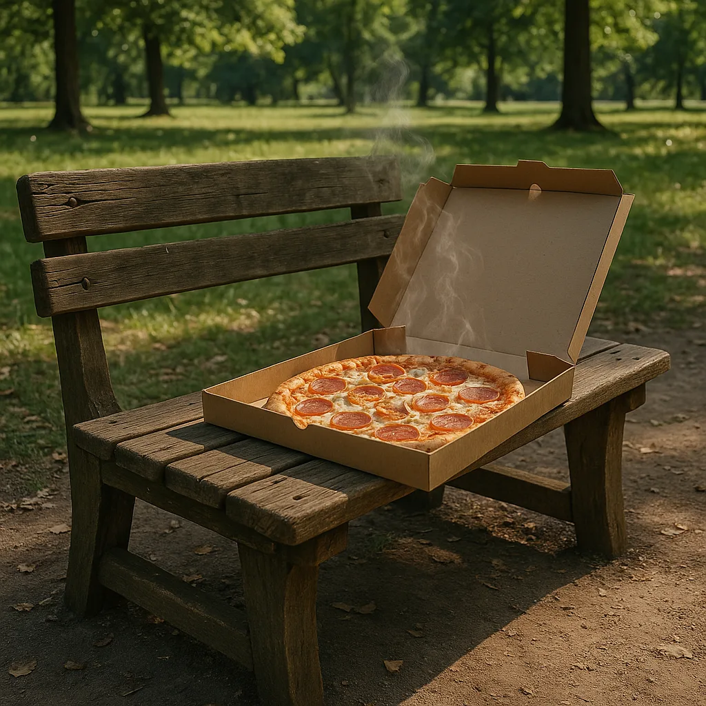 Park Scene Featuring a Wooden Bench