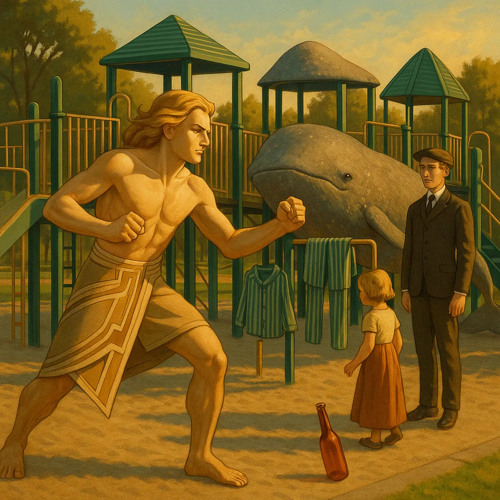 Community Playground in a Park on a Sunny Afternoon Bathes