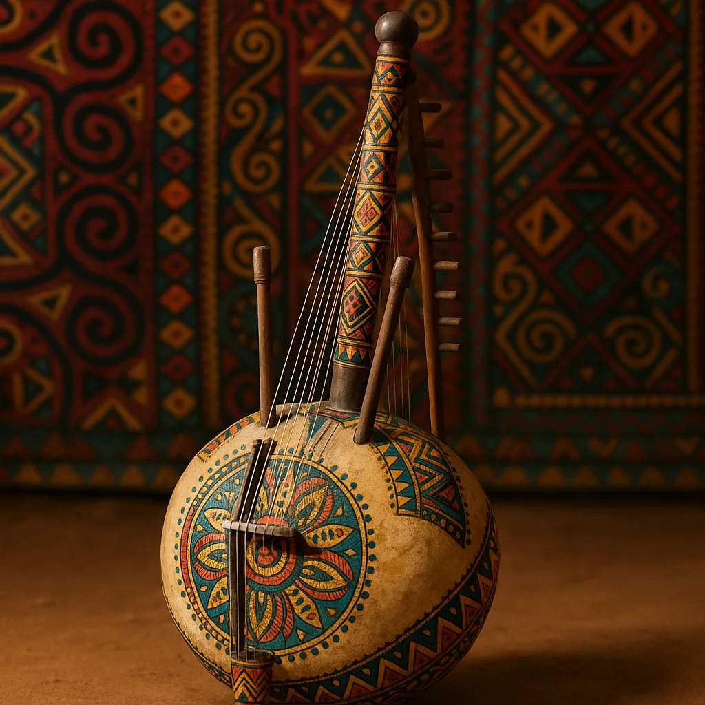 Ornate Stringed Instrument Native to West Africa