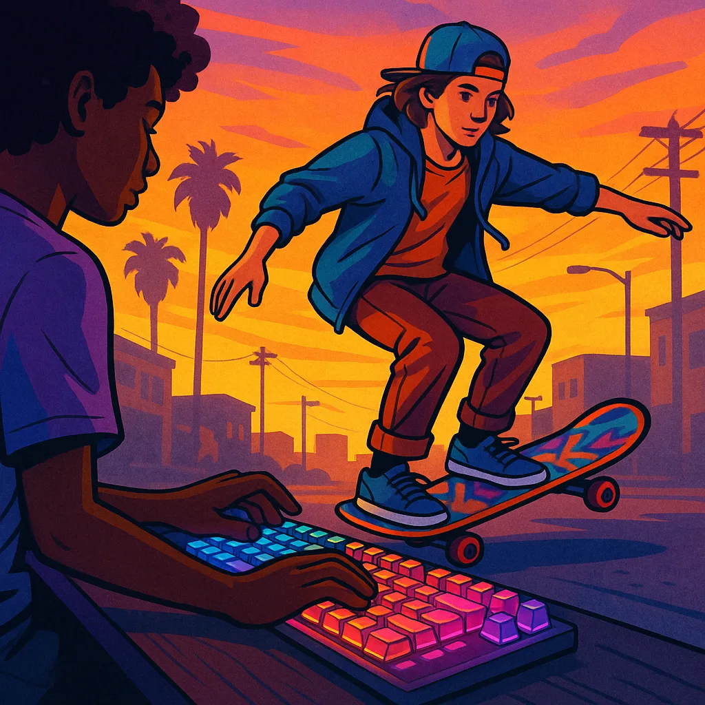 Amidst the Warm Hues of a Sunset-lit Cityscape