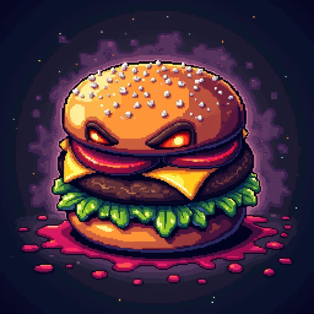 Retro Pixel Demon Cheeseburger Icon