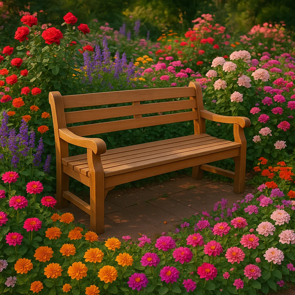Wooden Bench in a Park