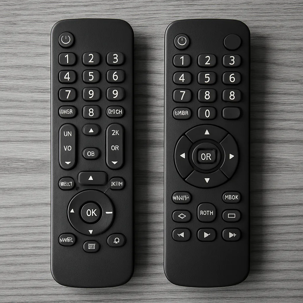 Two Black-and-white Television Remotes Lying Next
