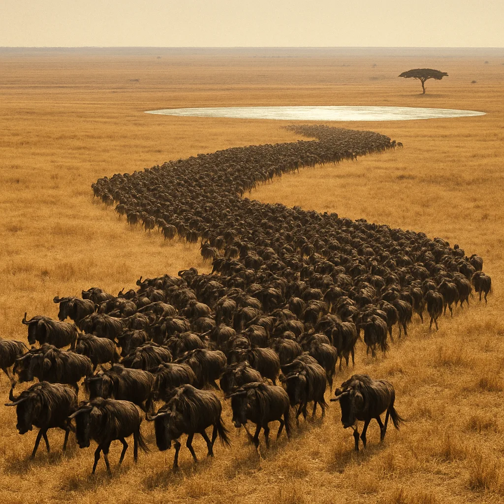 Massive Herd of Wildebeest