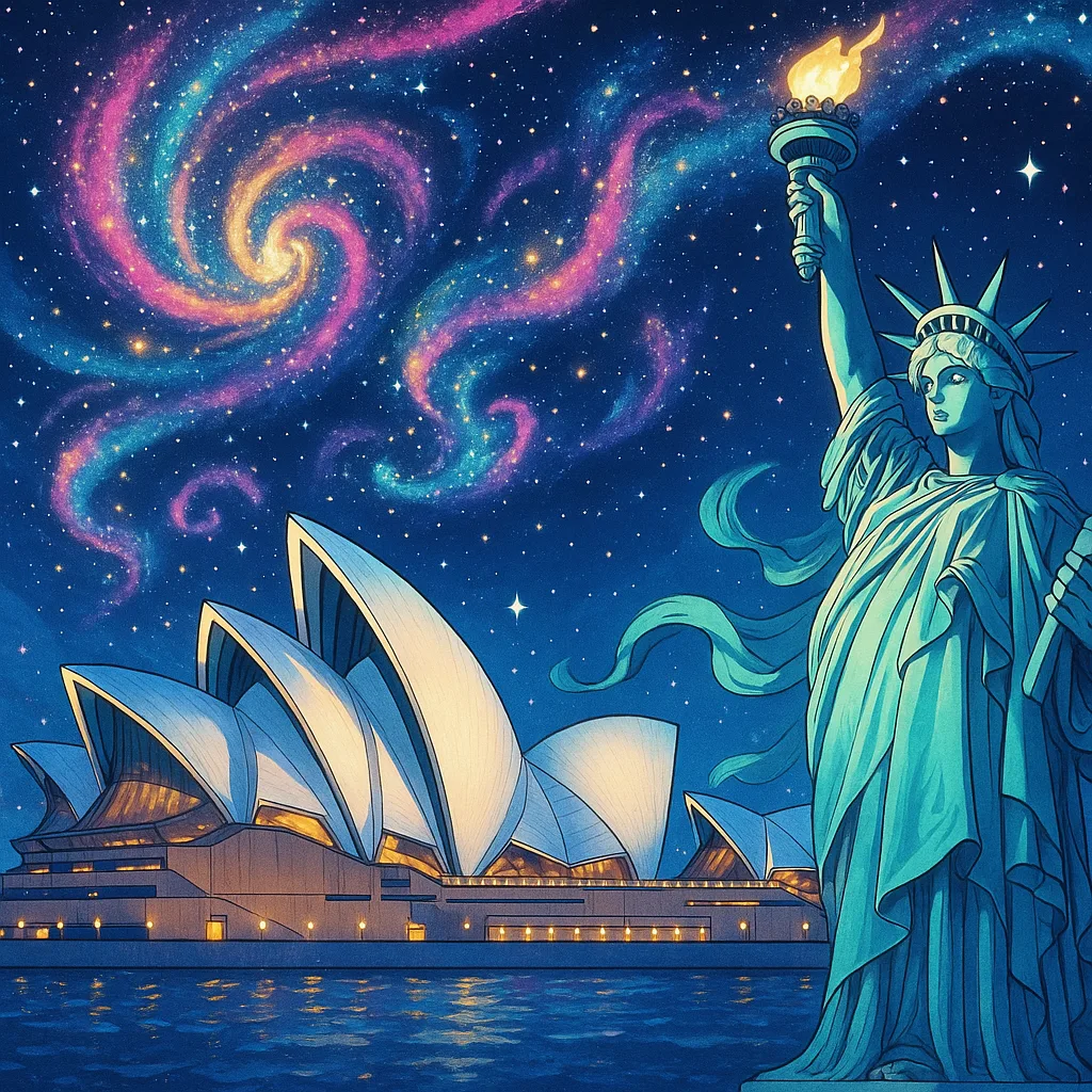 Fantastical Anime-inspired Illustration That Features the Sydney Opera House