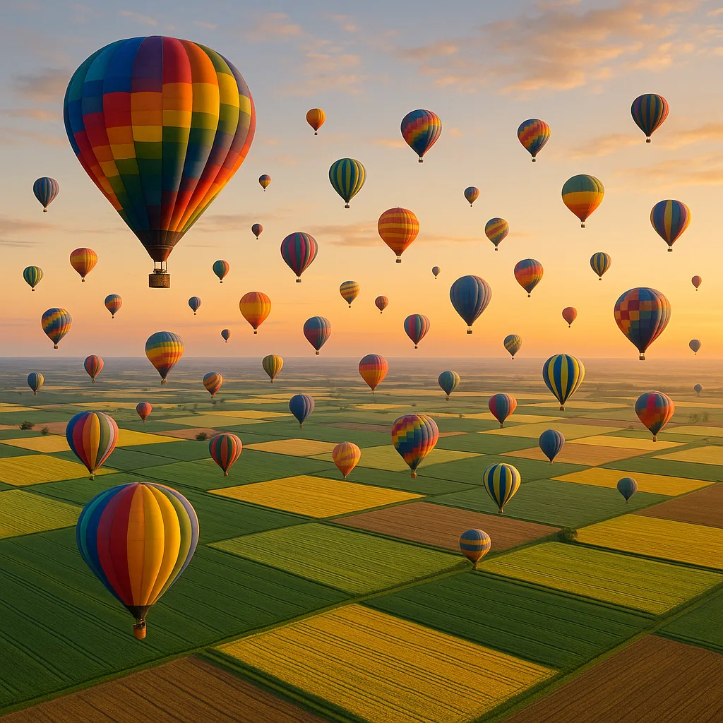 Countless Brightly Colored Hot Air Balloons Drift Serenely