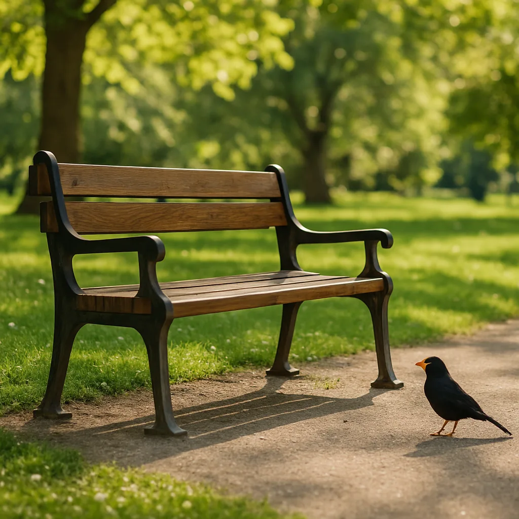 Image Featuring a Wooden Bench Situated in a Park