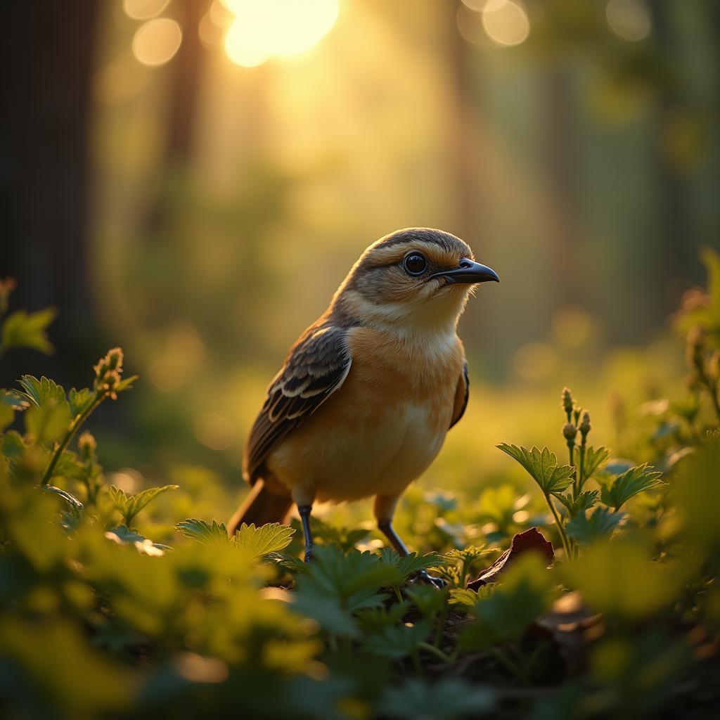 Endearing Bird at Eye Level in Woodland