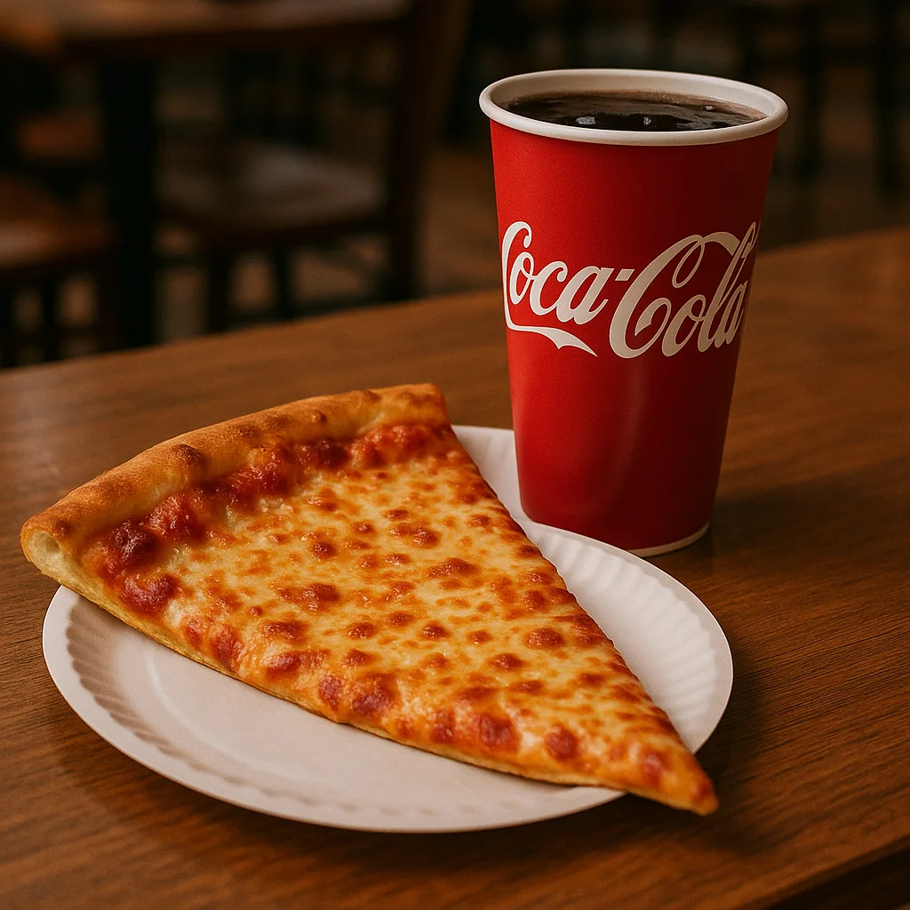 Slice of Cheese Pizza on a Paper Plate