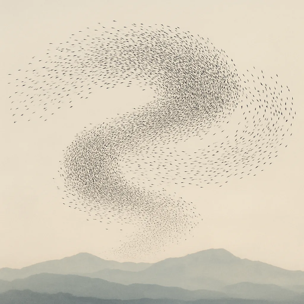 Large Flock of Birds Creates Dynamic