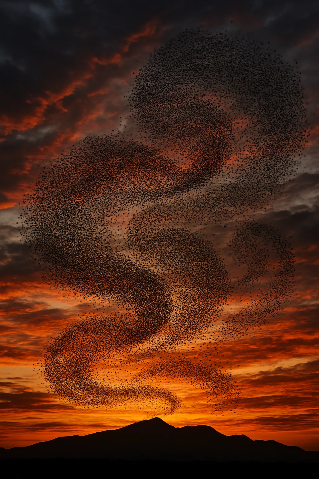 Vast Flock of Thousands of Starlings Forms Dynamic