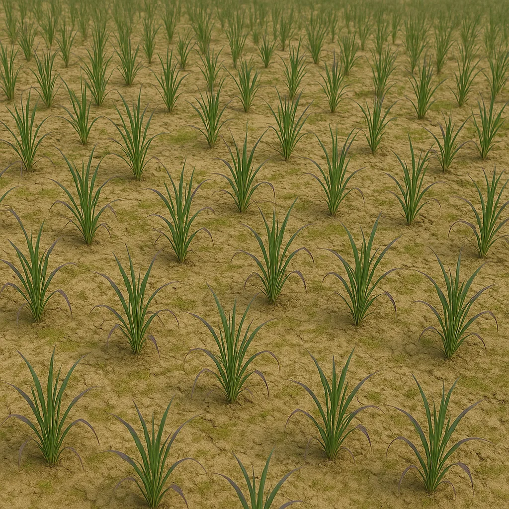 Paddy Field Exhibiting Sparse Vegetation