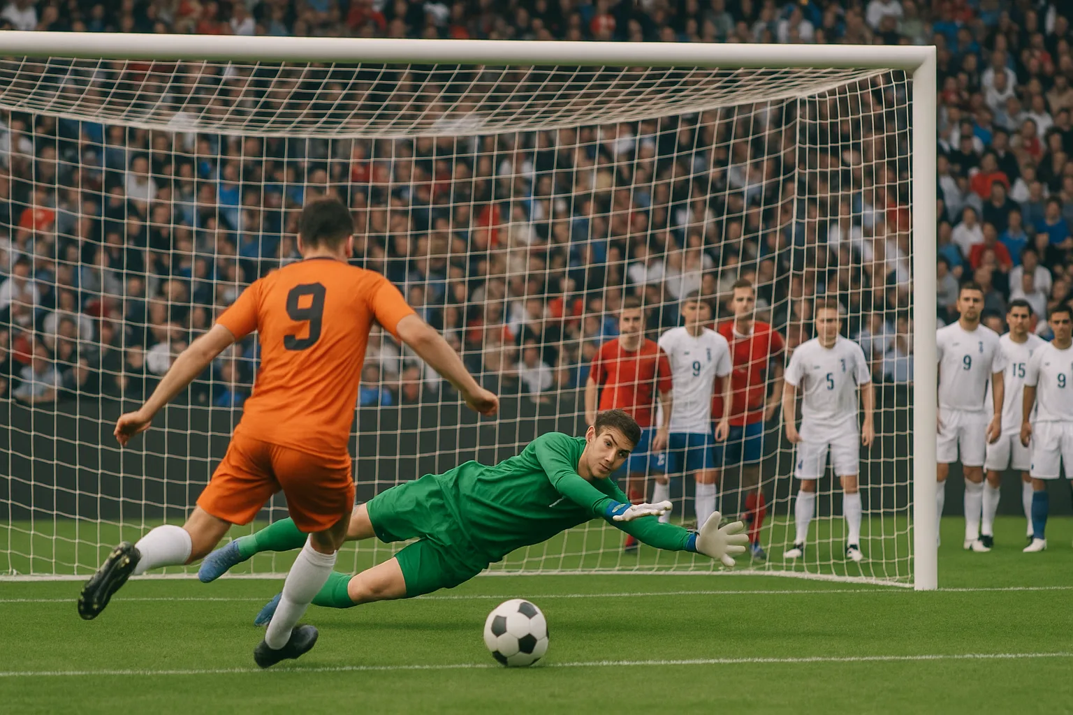 Soccer Player Takes a Penalty Kick