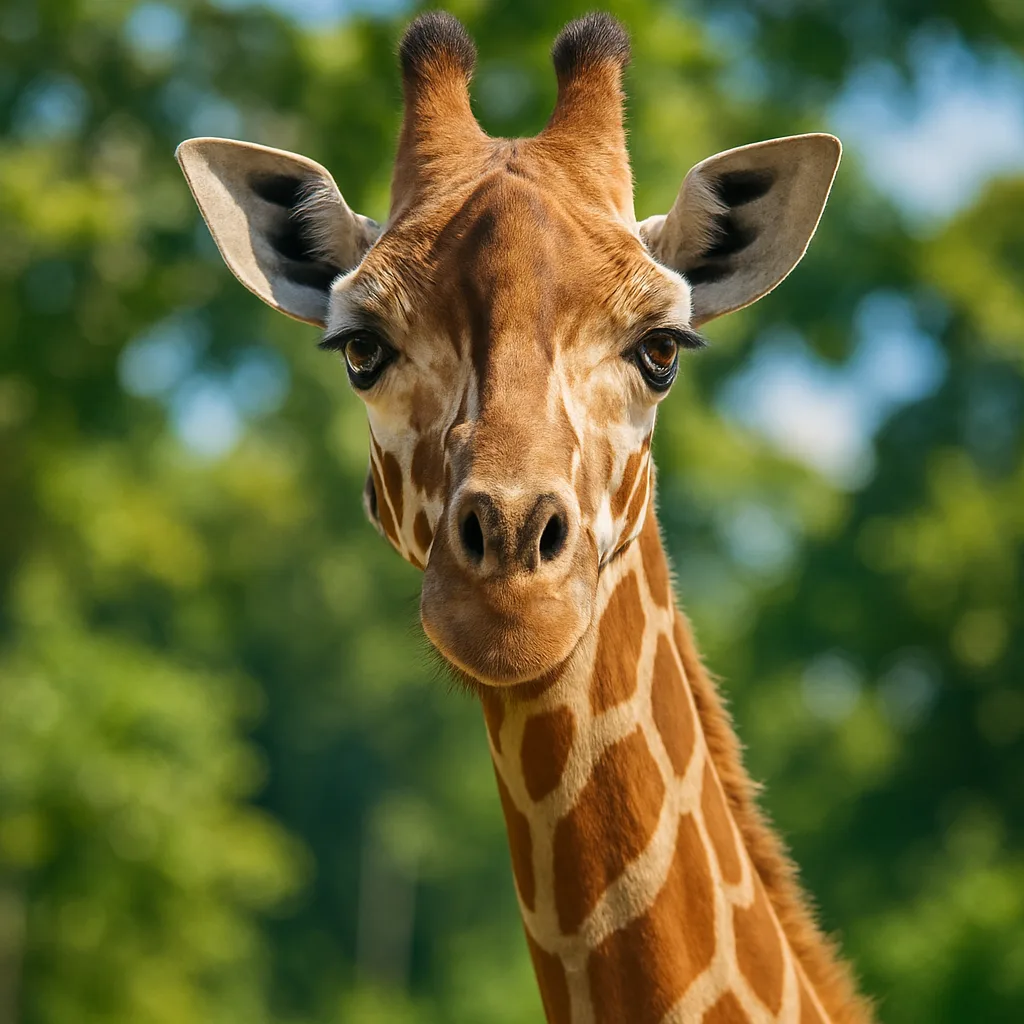 Detailed View of a Giraffe's Face