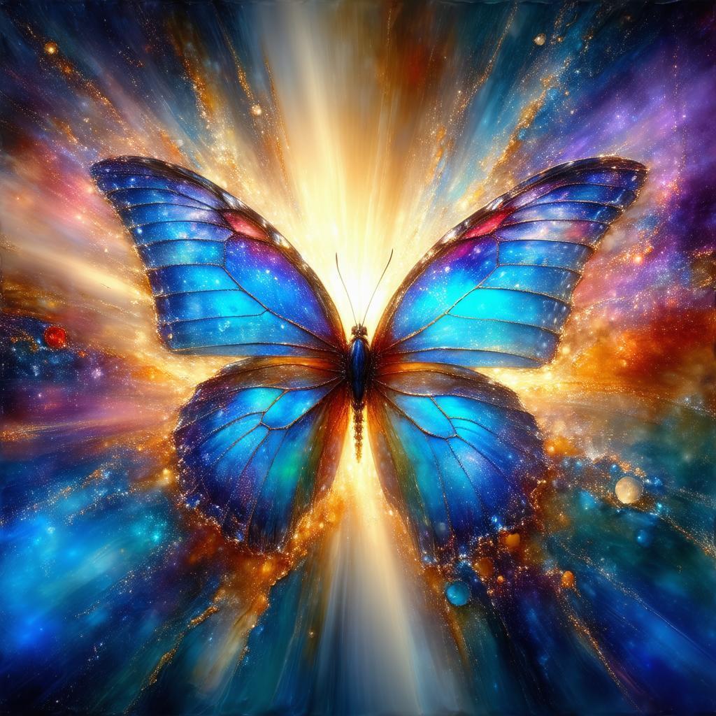 Encaustic Butterfly Melting Into Deep Space