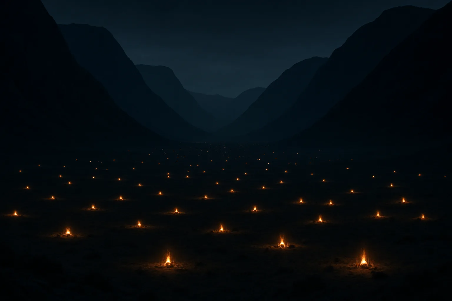 Many Distant Campfires Twinkle Like Fallen Stars Across a Vast