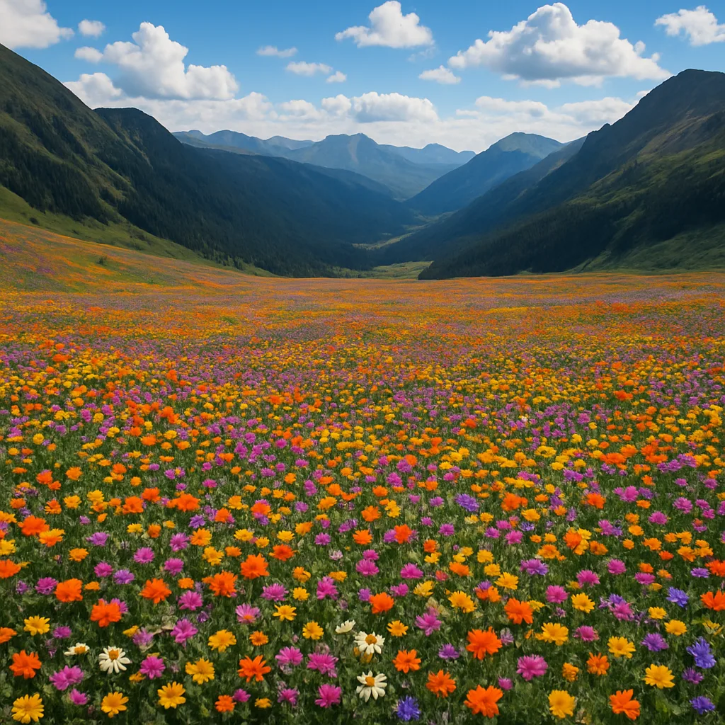 Vast Carpet of Countless Individual Flowers Blooms