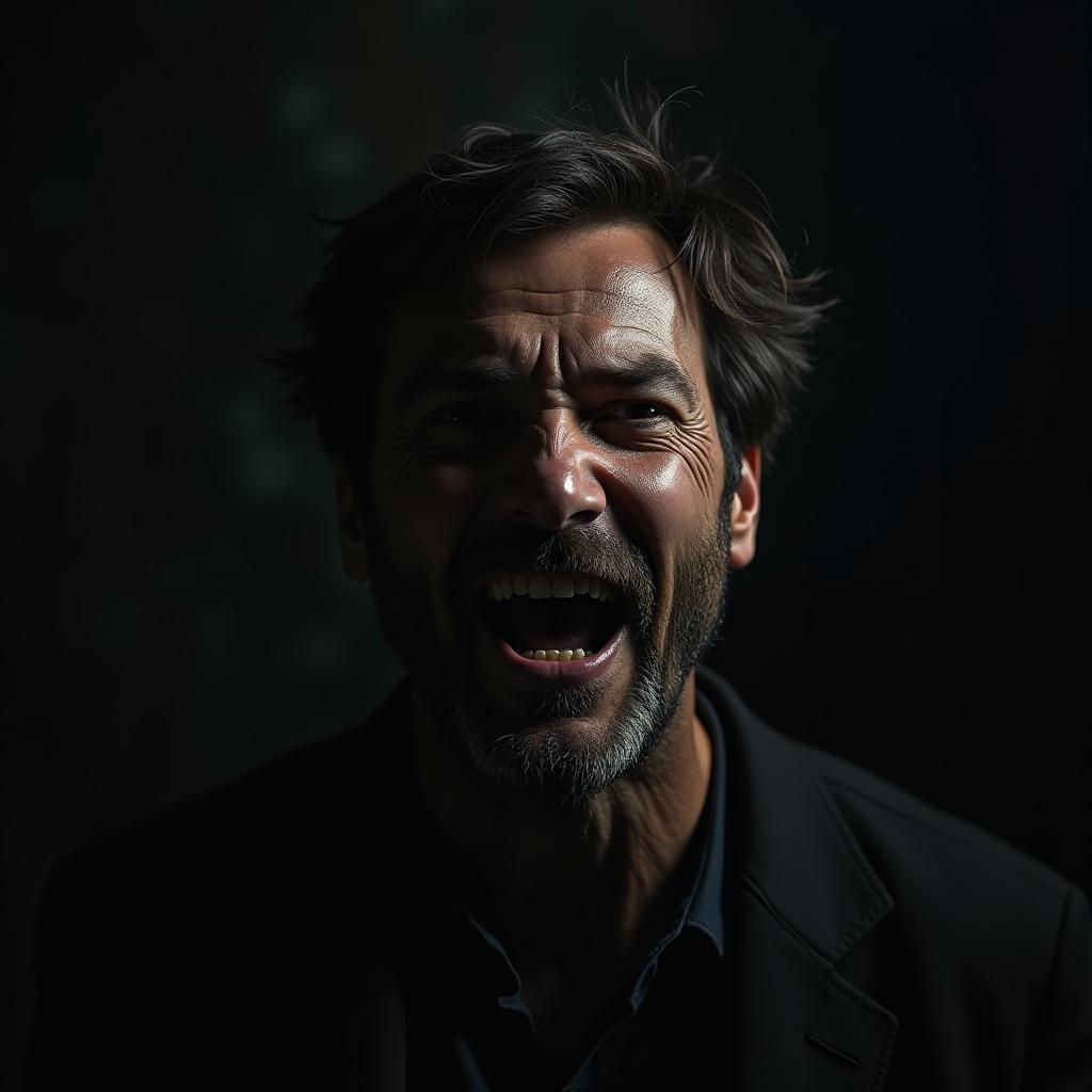 Contorted Face in High Budget Chiaroscuro