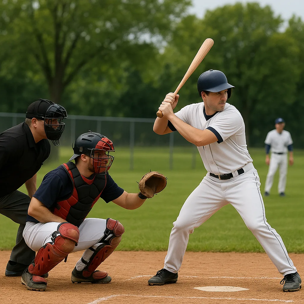 Baseball Player in a Batting Stance Prepares to Hit
