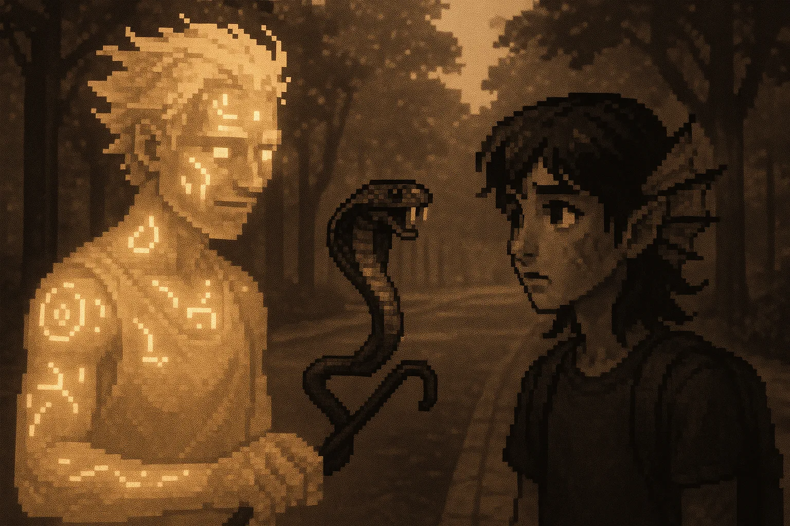 White-haired Pixel-art Figure