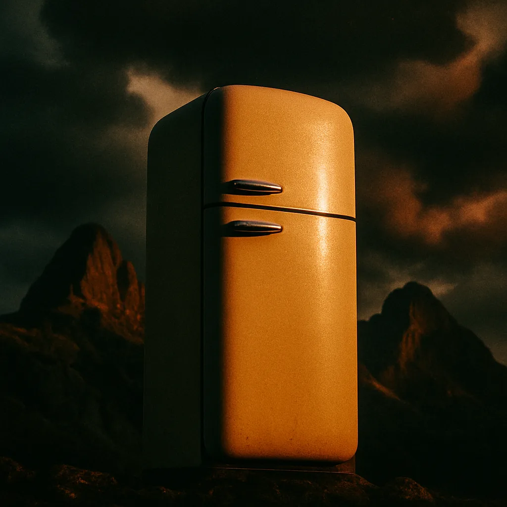 Single Retro-style Fridge with a Distinctive Vintage Curved Silhouette