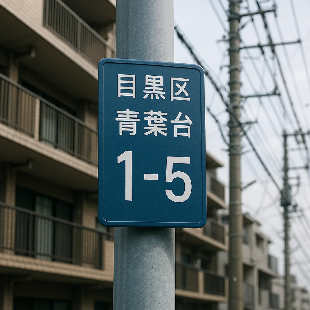 Street Sign in Japanese Showing Address Details