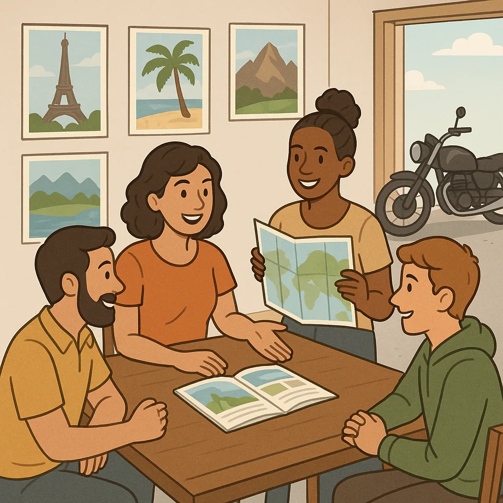 Gathering of Individuals Considering Different Ways to Travel