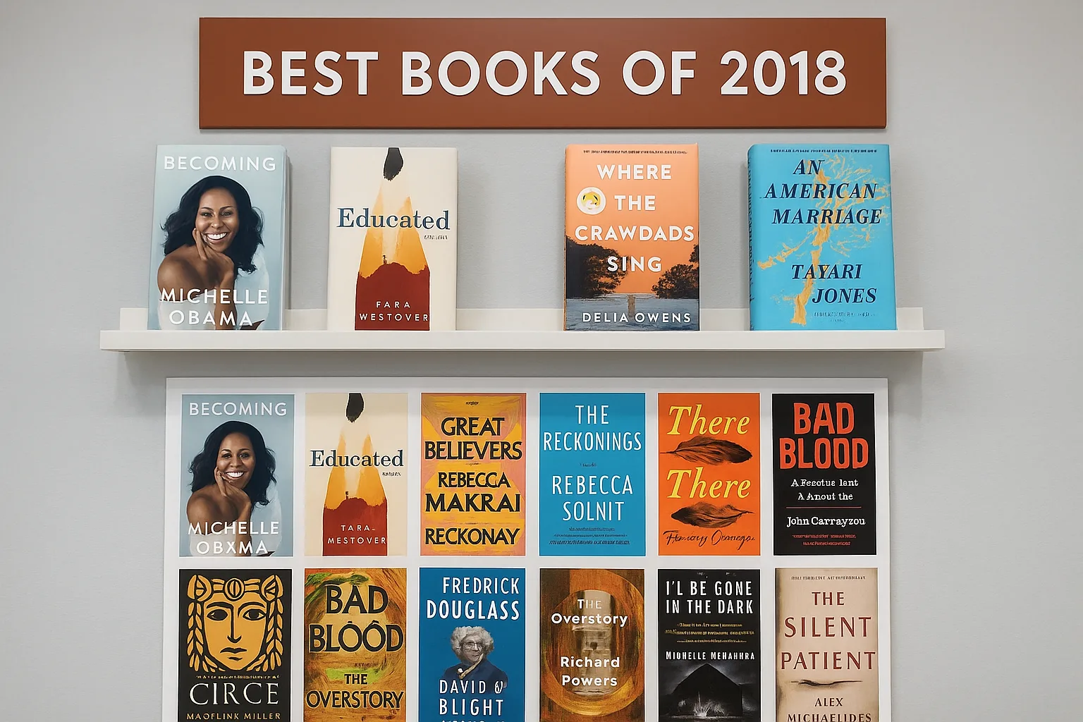 Display Showcasing the Best Books of 2018
