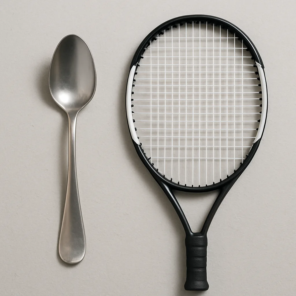 Spoon Positioned on the Left Side of a Tennis Racket