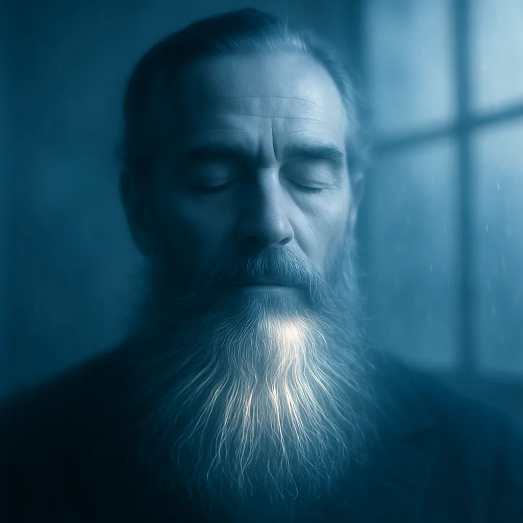 Contemplative Face of a Middle-aged Iconic Figure